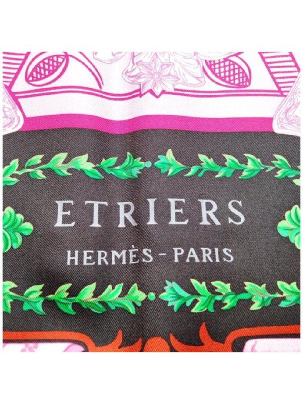 Authnetic Hermès Etriers Carré 90 Silk Scarf Pink Black - Picture 8 of 10
